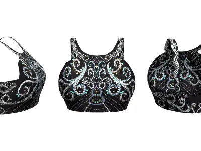 Stone Decorated Shoulder Crop Top Low-poly 3D model