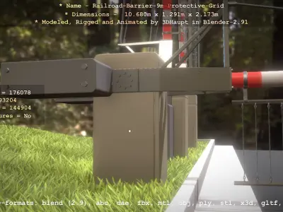 Railroad Barrier 9m High-Poly with Protective Grid 3D model
