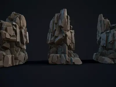 Stylized Gray Stone moss 8 Low-poly 3D model