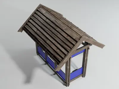 Wooden bus stop Low-poly 3D model