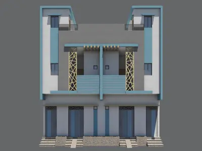 Modern Twin House 3D model