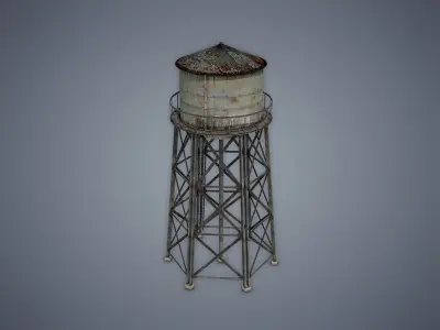Water tower Low-poly 3D model