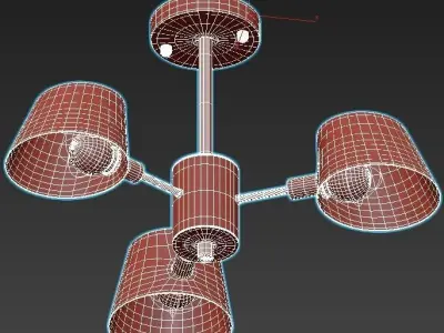 lumion ceiling light with three lamps 3D model