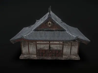 Ancient wooden house  Low-poly 3D model
