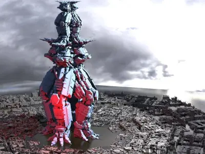 Sci Fi Skeleton towers 6 3D model