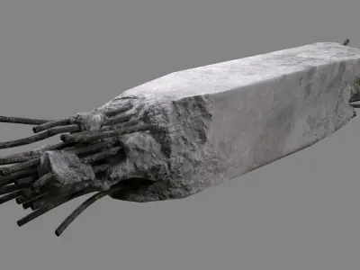 Damaged Concrete Column 02 v2 Low-poly 3D model