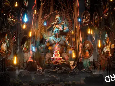 Birthday Feast Horror Environment  UE5 Low-poly 3D model