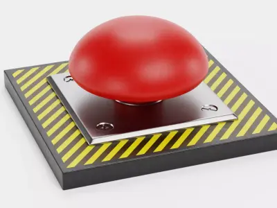 Emergency Button V3 - Mushroom Push Switch Industrial Control 3D model