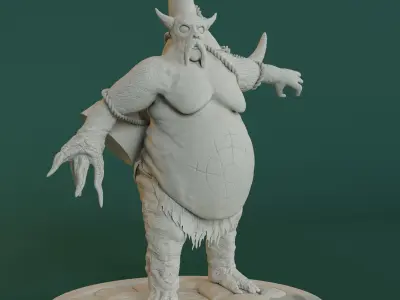 Barbarian statue of demon with horns 3D print model