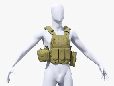  Ranger Plate Carrier with Pouches on Mannequin Green 