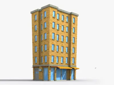 Cartoon Building x20 Low-poly 3D model