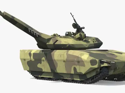  Tactical Armored Fighting Tank Camouflage Green Rigged 