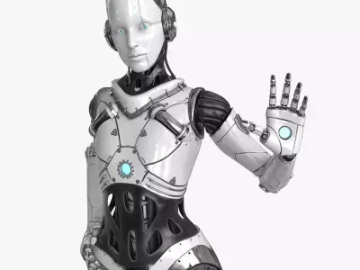 Cyborg Robot  Androgyne RIGGED Low-poly 3D model