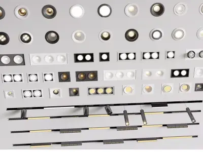 Modern downlights-spotlights-track lights 3D model