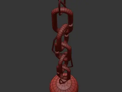 CHAIN pearl and dangle earrings 3D model