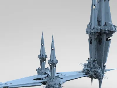 Sci fi Core crystal Shard Bridge Building Shards 3D model