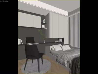 Multi-Functional Compact Bedroom  Study 3D Model 3D model