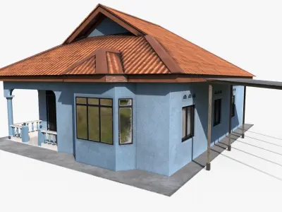 Single Storey House Low-poly 3D model