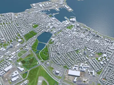 Reykjavik Downtown Iceland Low-poly 3D model