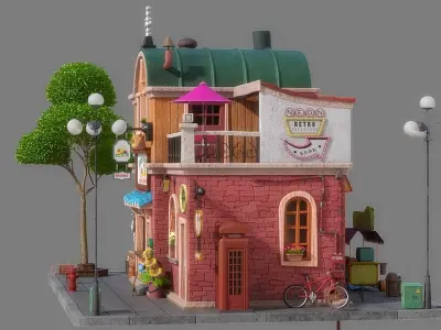 Cartoon House 05 3D model purchase