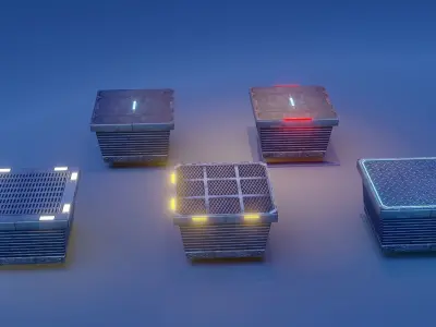 Sci fi Blocks Low-poly 3D model