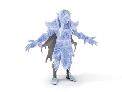 Fantasy Elven Sorcerer Character Model  Rigged and Animated Low-poly 3D model