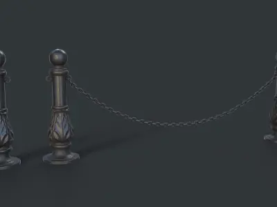 Street Bollard 05 PBR Game Ready  Low-poly 3D model