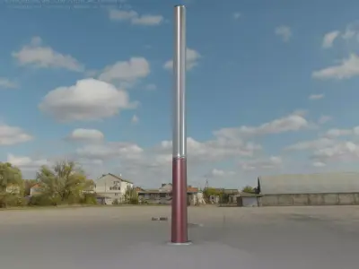 Dark Red Light-Column -13- Street-Light 9 Low-poly 3D model