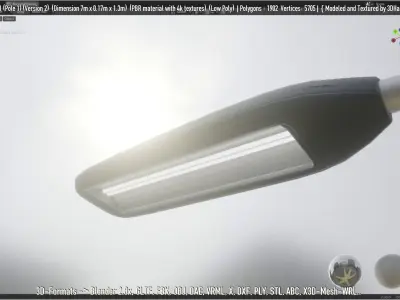 Street Light 11 -Pole 1- Version 2 Low-poly 3D model