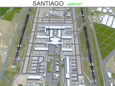Santiago Airport 10km Low-poly 3D model