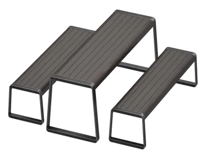Outdoor furniture for cafe or park table and bench 3D model
