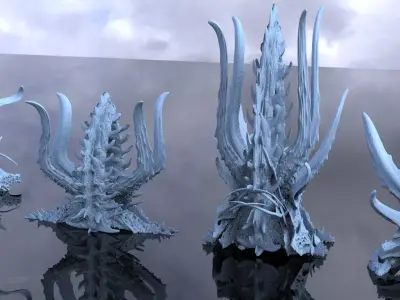 Alien Dragon God Bone Structure 4 models 3D model