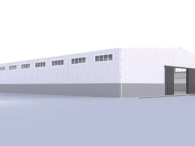 building hangar industrial - 36m X adjustable length - 3D model