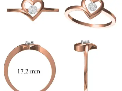 Light Weight Wedding Engagement Women Heart Ring STL JCD Details 3D print model purchase