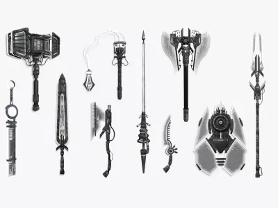 10 SciFi Weaponry I Collection - Sci Fi Weapon Design 3D Model Pack