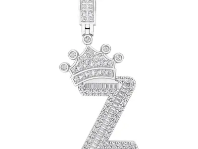 Crown Initial  Z  Letter Pendant 3D print model