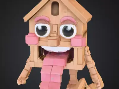House Monster with a Tongue Slide Low-poly 3D model