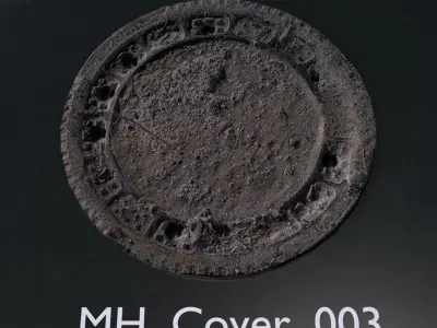 14 Pieces Manhole Covers  Low-poly 3D model