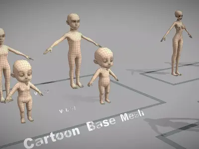 Base Mesh Pack - Character Collection Low-poly 3D model