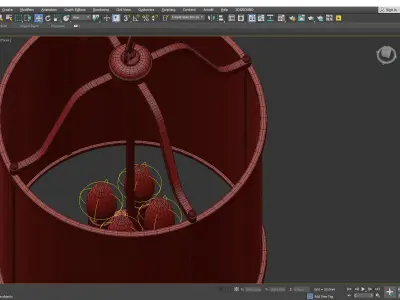 Cylinder Chandelier Light Fixture Traditional Glass Pendant Low-poly 3D model