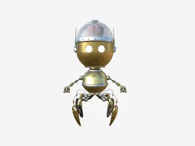 Brain Robot G06 Golden - SciFi Character Design Low-poly 3D model