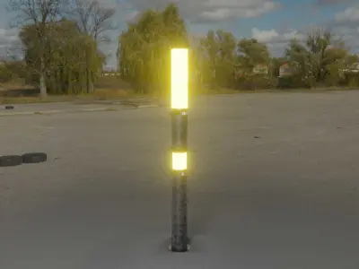 Galvanized Light-Column -12- Street-Light 9 Low-poly 3D model