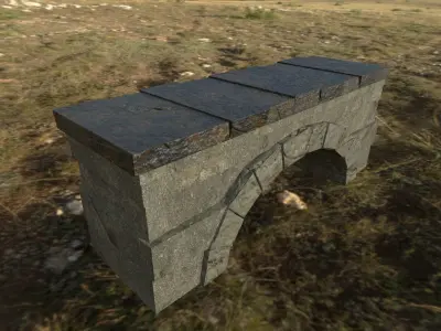 Mediaval recovery bench lowpoly for games Low-poly 3D model