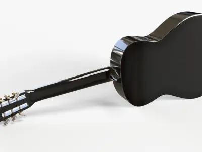Black Acoustic Guitar 3D model