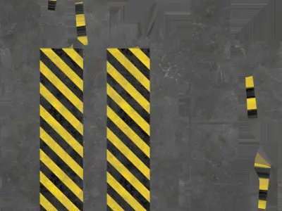 Brand New  Stripes Concrete Barrier Low-poly 3D model