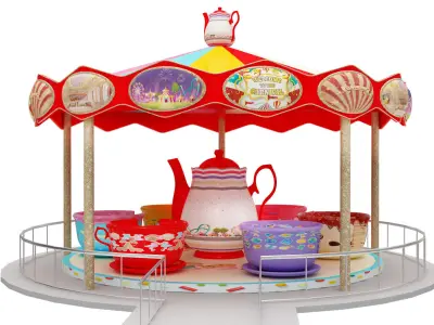 Tea Cup Ride Low-poly 3D model