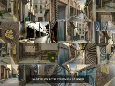 Two Street Daz Environment Model 3D Model Pack