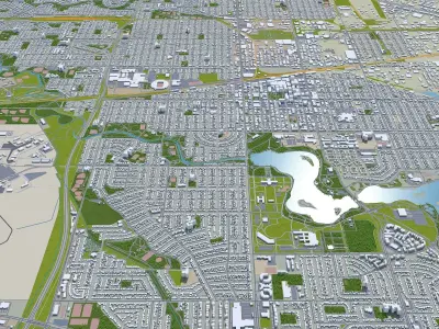 Regina Canada 30km Low-poly 3D model