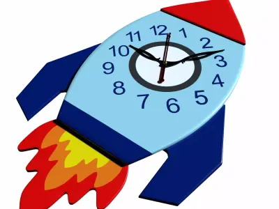 3D Rocket Wall Clock 3D model