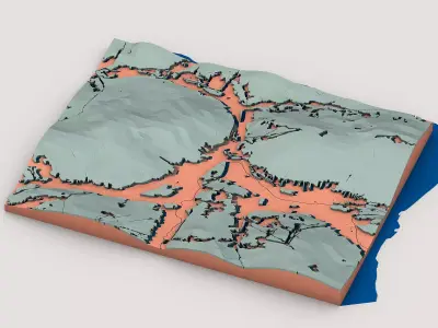 Low Poly Landscape Block for 3D Printing 3D model